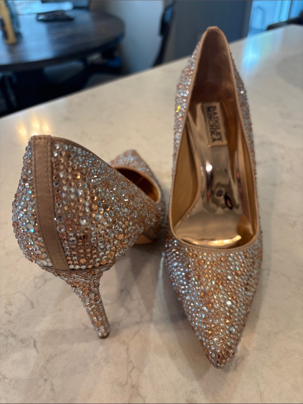 Badgley Mischka Bethany Pumps with Rose Gold Crystal-Embellishments